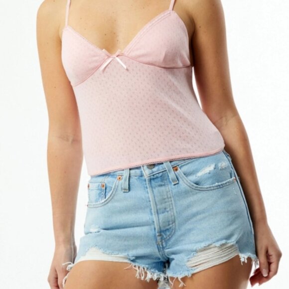 Levi's 501 Light Blue Frayed Denim Shorts light wash size 24 - Picture 3 of 3